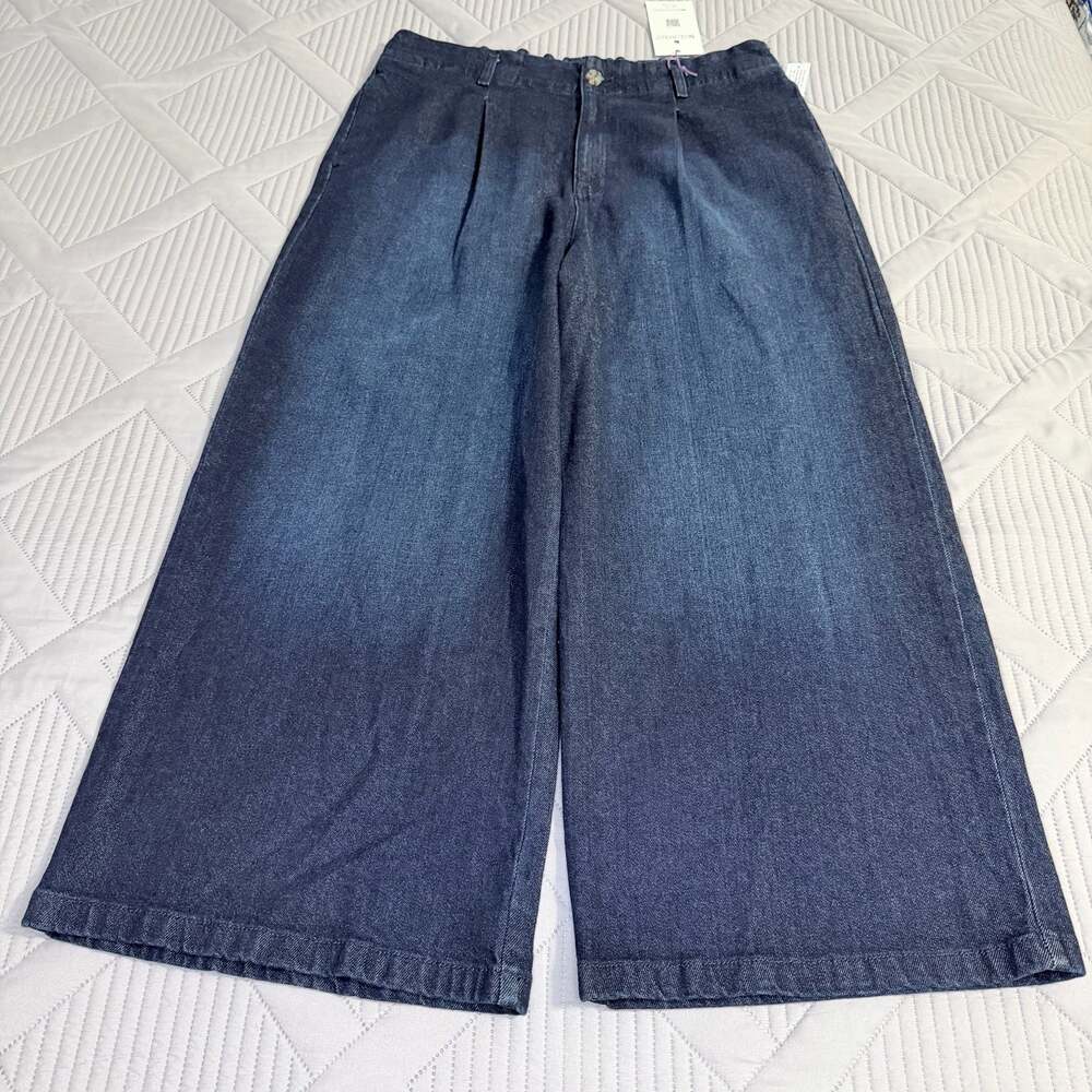 Gloria Vanderbilt Be Glorious Pleated Wide Leg Denim Jeans 14